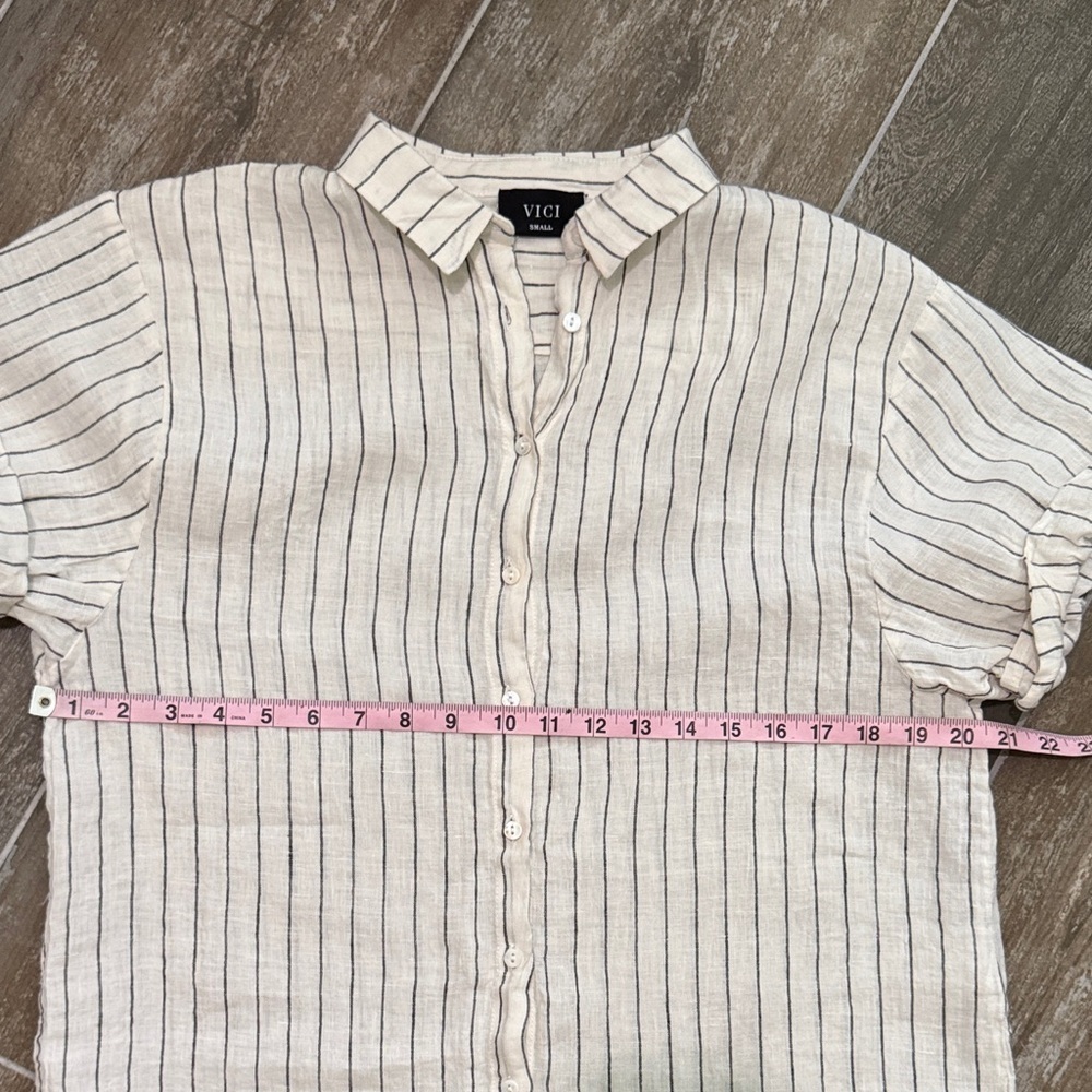 Vici White and Black Striped linen Shirt - Picture 7 of 8
